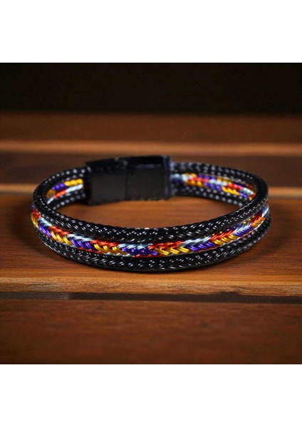 Renkli Detaylı 3 Parça Hasır Örgü Çelik Bileklik modelleri