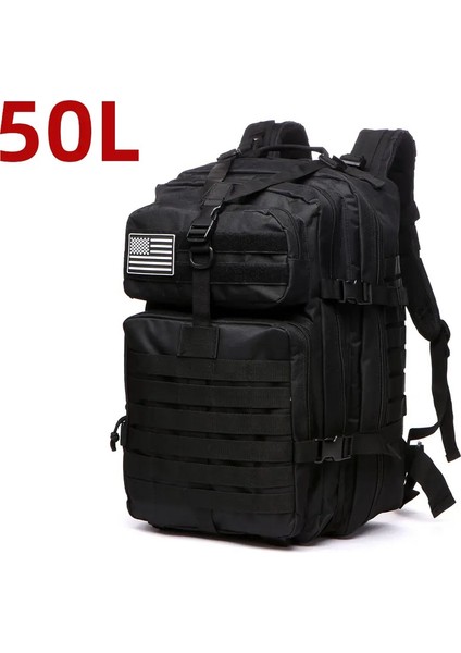 25L/50L Sağlam Naylon Su Geçirmez Taktik Sporlar Trekking Balıkçılık Avcılığı Kamp Yürüyüş Çantası Sırt Çantası Açık Sırp Çekileri Renk: 50L (Siyah) (Yurt Dışından)