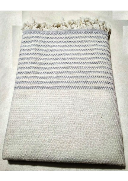 Pamuklu Kaymaz Hasır Dokuma Kolları Örten Koltuk Örtüsü Maxi Takım (3+3+1+1) - Krem Gri Yeni