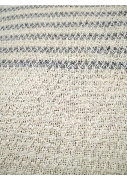 Pamuklu Kaymaz Hasır Dokuma Kolları Örten Koltuk Örtüsü Maxi Takım (3+3+1+1) - Krem Gri Yeni fiyatları