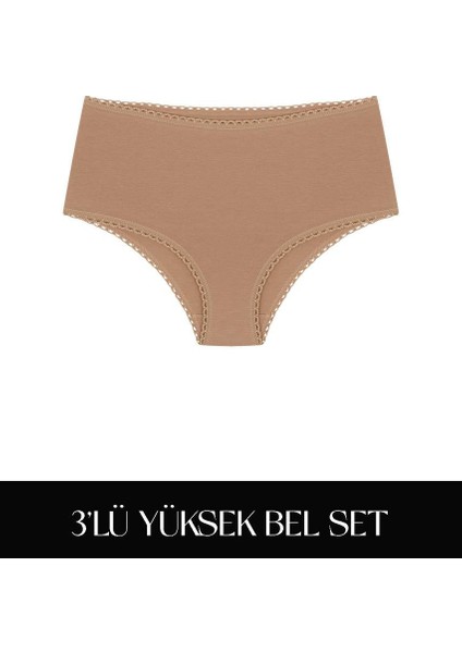Cotvie 3 Renk Esk Pamuklu Yüksek Bel 3'lü Set külot modelleri