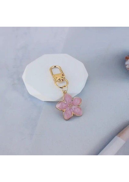 Metal Küçük Çiçek Anahtarlık Çift Keyasyon Çantası Cazibesi Cep Telefonu Kulaklık Kılıfı Deocr Sakura Kadın Kadar Kadın Tatil Hediye Renki: S3 (Yurt Dışından)