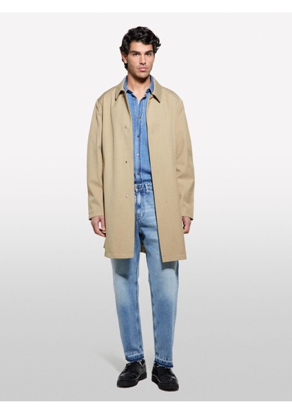 Sisley %100 Pamuk Önü 2 Cepli Regular Fit Denim Gömlek Erkek Mavi Denim Gömlek - 325P53GESQ04G fiyatları