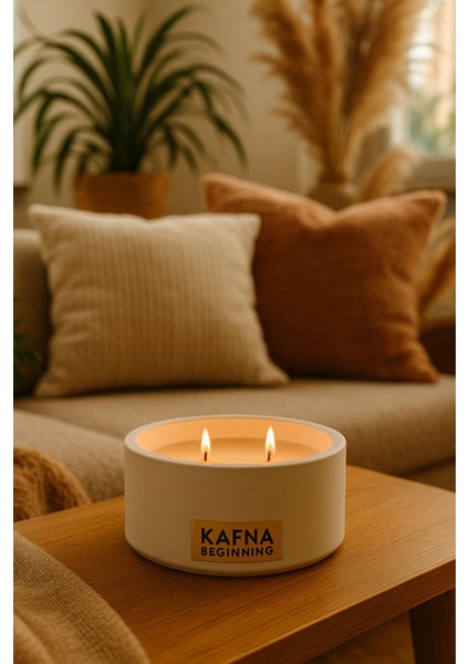 El Yapımı Doğal Mandalina Kokulu Beton Mum, Vegan ve Soya Wax Içerir fırsatları