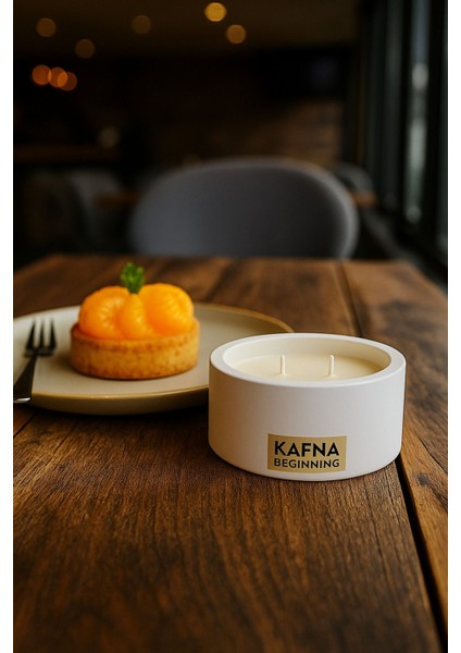 El Yapımı Doğal Mandalina Kokulu Beton Mum, Vegan ve Soya Wax Içerir indirimleri
