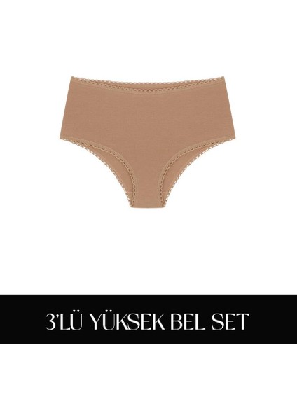 Cotvie Kahve Pamuklu Yüksek Bel 3'lü Set külot fiyatları