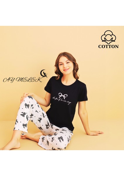 Ay Melek Kadın Pijama Takımı Pamuklu Lüx Pijama Seti