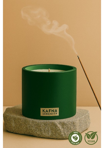 Yeşil Beton Mum, Amber Kokusu, %100 Soya Wax, El Yapımı, Doğal ve Vegan