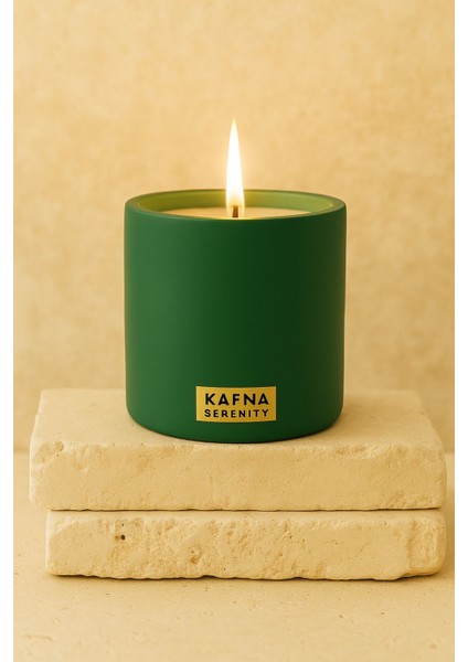 Yeşil Beton Mum, Amber Kokusu, %100 Soya Wax, El Yapımı, Doğal ve Vegan fırsatları