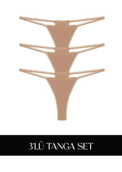 Cotvie Kahve Pamuklu Tanga 3'lü Set külot