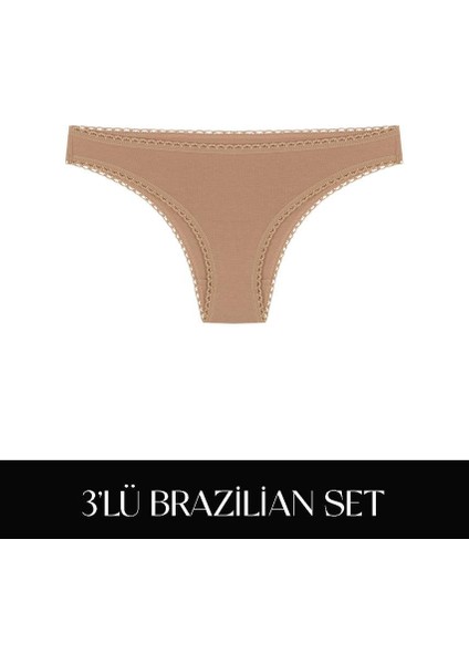 Cotvie Kahve Pamuklu Brazillian 3'lü Set külot fiyatları