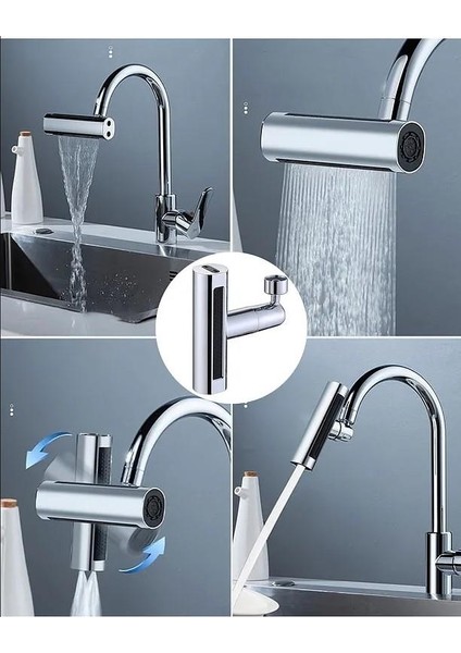 Krom Tasarruflu 4 Modlu Ayarlanabilir Musluk Başlığı Lavabo Batarya Fıskiye Ucu Perlatör indirimleri