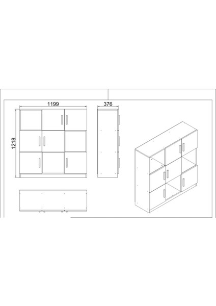 Bega G Ofis Klasör Dolabı Kitaplık Barok-Antrasit Beg7-Ba