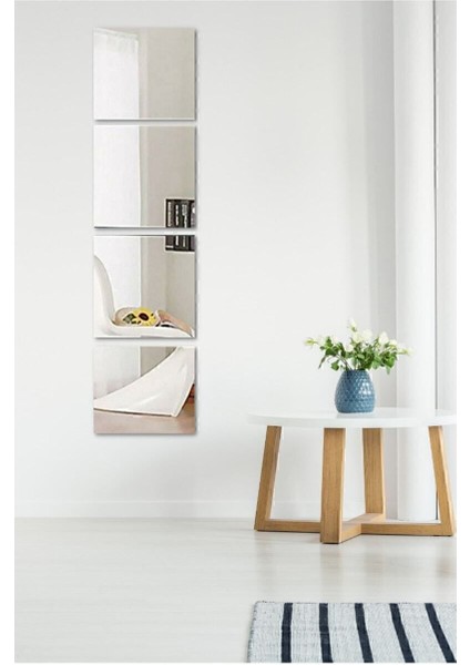 Kare Gümüş Ayna Pleksi Duvar Süsü, Şık ve Modern Dekoratif Parça, 1 Adet fiyatları