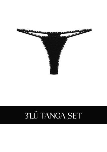 Cotvie Siyah Pamuklu Tanga 3'lü Set külot fiyatları