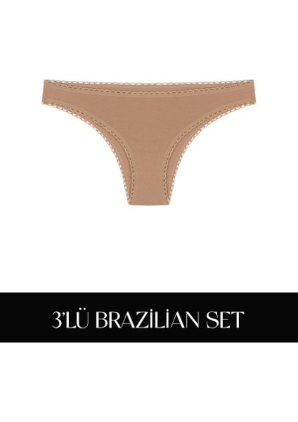 Cotvie 3 Renk Esk Pamuklu Brazillian 3'lü Set külot modelleri