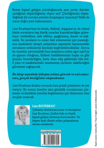 – Lise Bourbeau 'Kendiniz Olmanızı Engelleyen 5 Yara' Türkçe Kişisel Gelişim Kitabı, Ciltsiz, 248 Sayfa modelleri