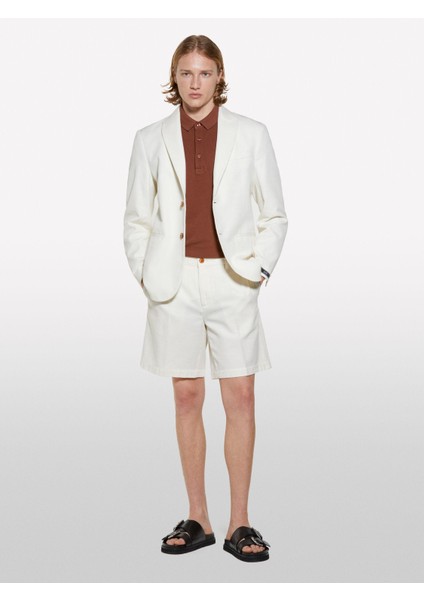 Sisley %100 Pamuk Yırtmaç Detaylı Regular Fit Bermuda Şort Erkek Krem Şort - 325P4GJ0S9018 indirimleri