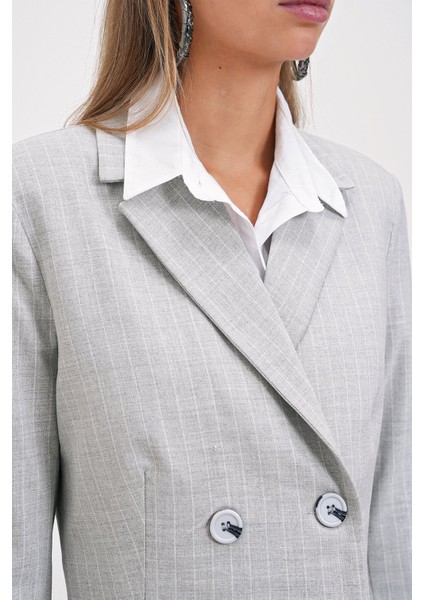 Çizgili Kruvaze Crop Blazer Ceket fırsatları