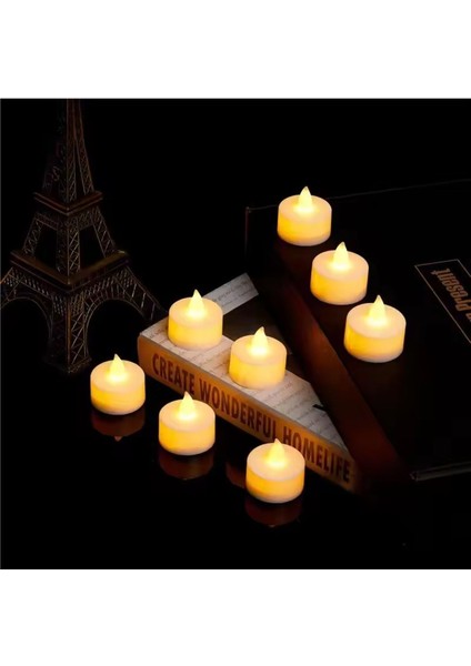 Tealight LED Mum, Sarı Işıklı, Pilli, 24 Adet, Temiz ve Şık Dekorasyon Için fiyatları