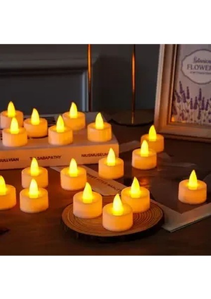 Tealight LED Mum, Sarı Işıklı, Pilli, 24 Adet, Temiz ve Şık Dekorasyon Için modelleri