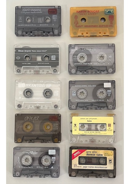 10 Tane Türkçe Kaset Lotu Kartonetsiz (Banu,mustafa Sandal,zerrin Özer,ajda,harun Kolçak)