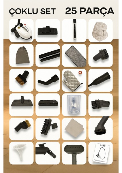 CLV-4041 Çok Fonksiyonlu 26 Parça Buharlı Temizleyici Paspas - Buharlı Temizlik Makinası