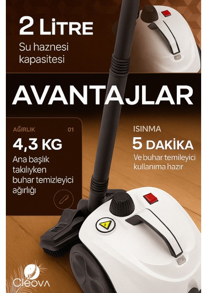 CLV-4041 Çok Fonksiyonlu 26 Parça Buharlı Temizleyici Paspas - Buharlı Temizlik Makinası