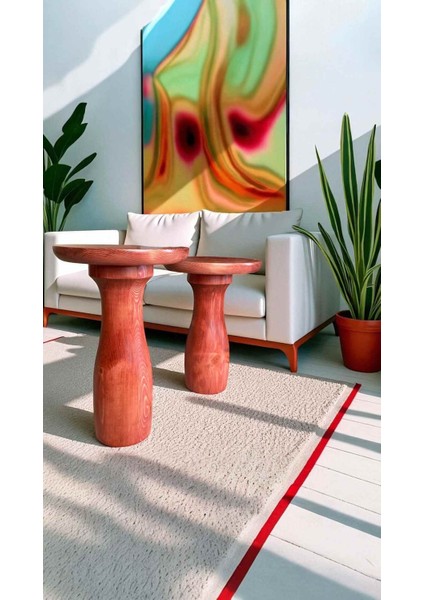 2li Ahşap Mantar Sehpa Seti Maun Renk Yan Sehpa Takımı fiyatları