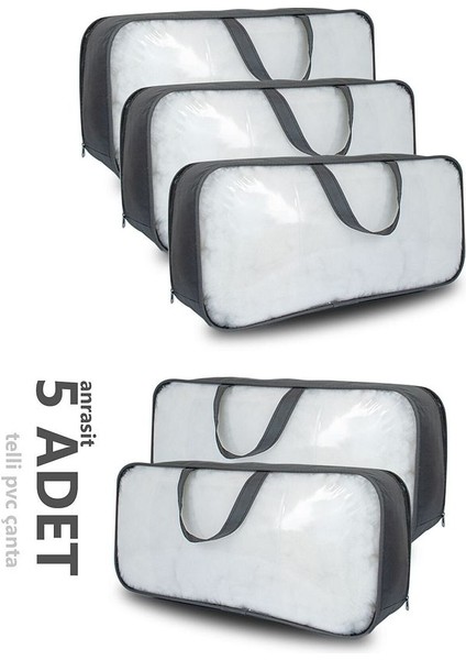 5'li Set Pvc & Şeffaf Telli Valiz Hurç 60X40X20