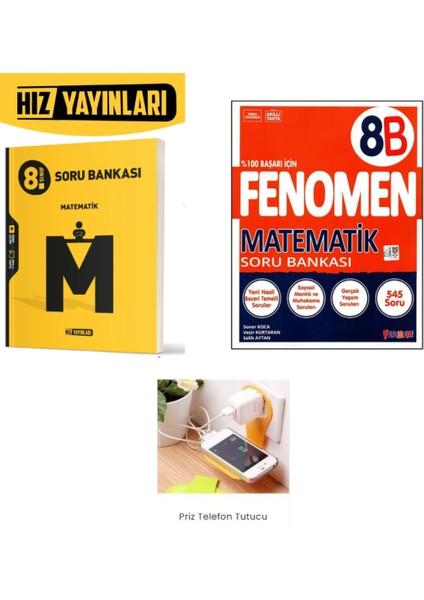 8. Sınıf Matematik Soru Bankası ve Fenomen 8b Soru Bankası Priz Tutuculu