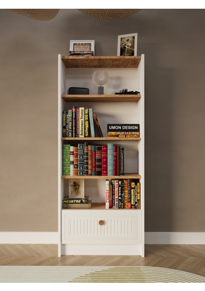 Bohem 5 Raflı Kapaklı Kitaplık Mdf Dekoratif Kapak Dekoratif Kitaplık