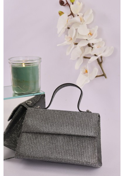 408 Çizgili Çupra Saplı Taşlı Abiye Çanta