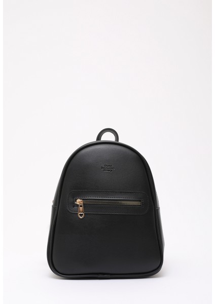 Siyah Shk200 Deri 2 Bölmeli Fermuarlı Yazılı Kolon Askılı Sırt Çantası U:26 E:22 G:9 Cm