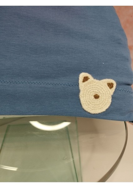 Ayıcık Desenli Bebek Bere - Mavi - Organik & El Yapımı modelleri