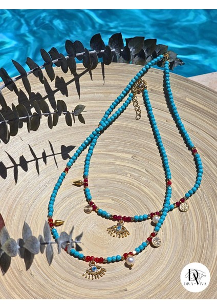 - Azure Amulet Turkuaz Göz Detaylı Kadın Kolye