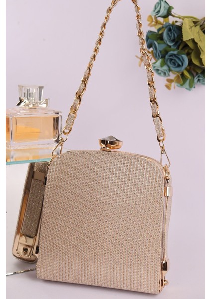 151 Çizgili Kavanoz Abiye Çanta