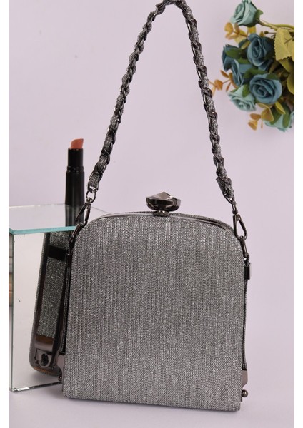 151 Çizgili Kavanoz Abiye Çanta