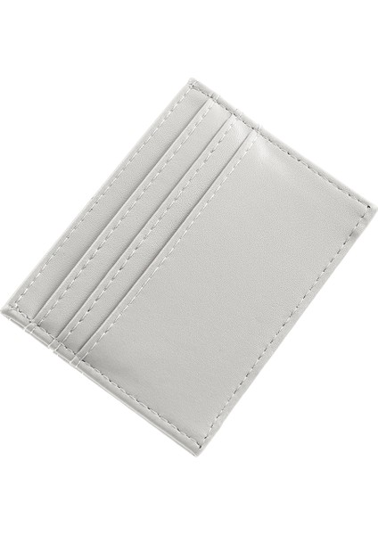 Gri SHK68 Unisex Suni Deri Süper Ince Model Kağıt Para Bölmeli Kredi Kartı ve Kartvizitlik Kartlık Cüzdan