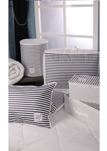 5'li Set 70X50 cm Yastık & Kıyafet Organizer Hurç Lacivert Çizgili modelleri