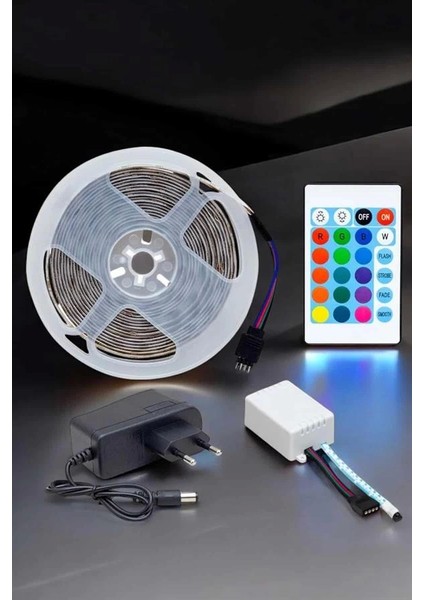 5 Metre Şerit LED Rgb Işıklı Kumandalı Güç Adaptörü Her Ortama Uygun modelleri