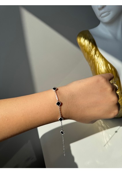 925 Ayar Gümüş Beşli 8 mm Yonca Bileklik