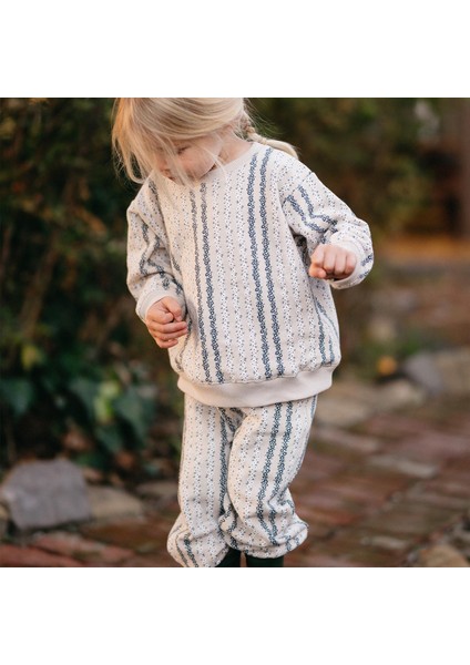 Dikey Çiçek Sweatshirt Pantolon Set