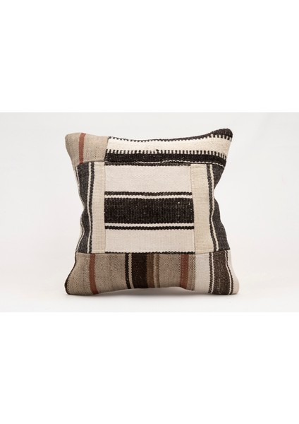 El Yapımı Kilimden Yapılmış Vintage Kırlent Kılıfı, Yün, 40X40 cm