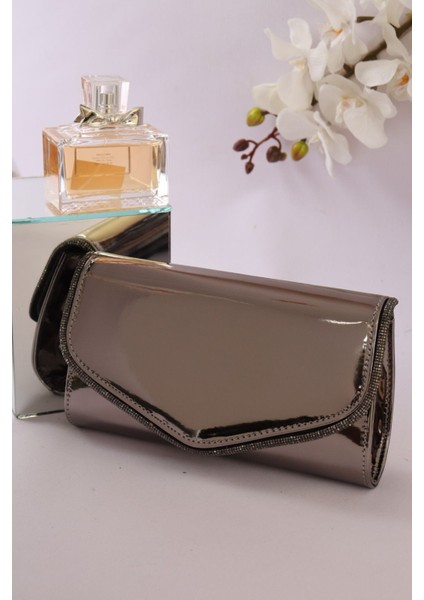 118 Ayna Şeritli Zarif Mektup Abiye Çanta