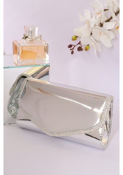 118 Ayna Şeritli Zarif Mektup Abiye Çanta