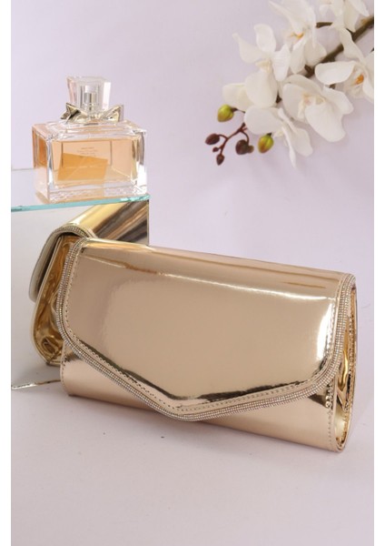 118 Ayna Şeritli Zarif Mektup Abiye Çanta