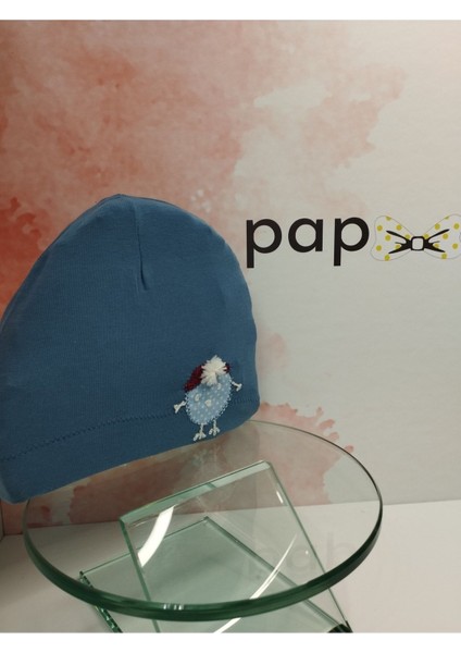 Desenli Bebek Bere - Mavi - Organik & El Yapımı