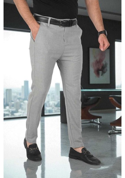 Italyan Kesim Tüylenmez Likralı Spor Pantolon Esnek Kumaş Bilek Boy Boru Paça Klasik Pantolon 2502005