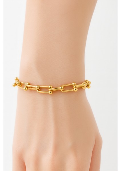 Gold Sphere Link Tiffany Çelik Bileklik – Iç Içe Geçmeli Minimal ve Modern Şıklık fiyatları